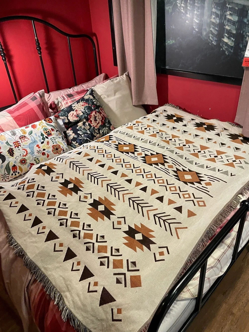 

Дорожное одеяло B & B из ниток, американское фольклорное покрывало на заказ, полиэфир/хлопок для спальни, домашний текстиль, полотенце, одеяло, украшение