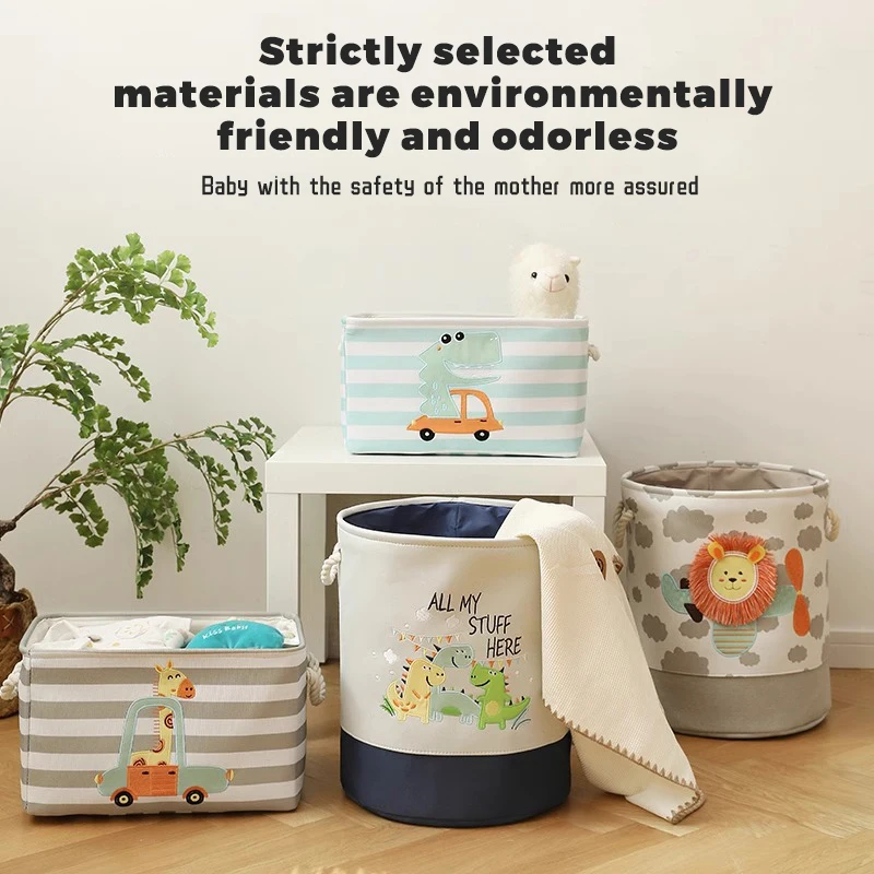 Baby Laundry Basket Cute Lion Foldable Toy Storage Bucket Picnic Dirty Clothes Basket Box Organizer Cartoon Animal