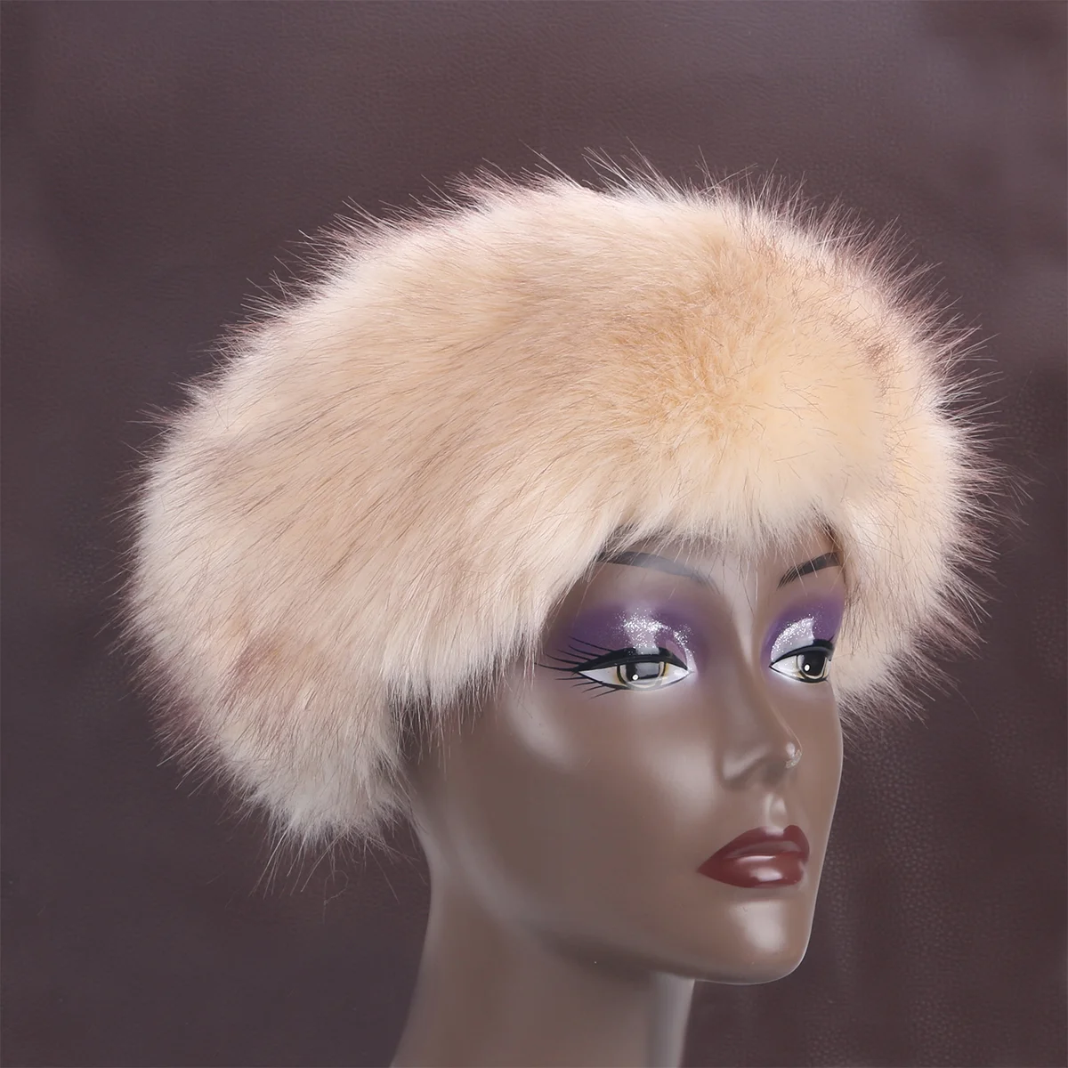 Women Headwrap Fox Fur Imitation Cap Warm Headband Hair Hoops Accessories Thicken Hat Miss