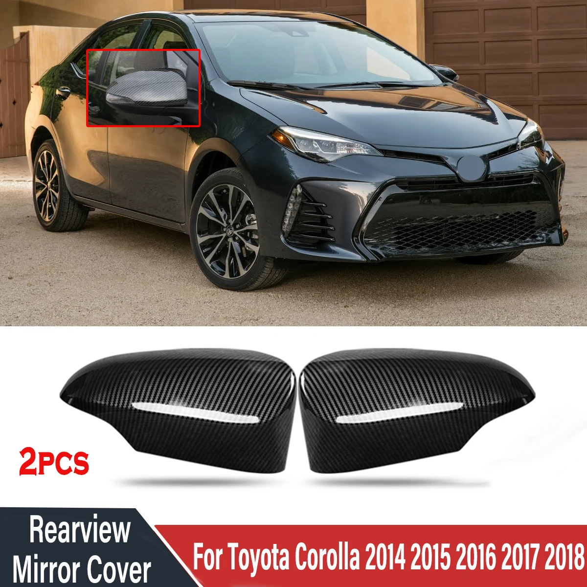 

2 шт., крышка для зеркала заднего вида для Toyota Corolla 2014, 2015, 2016, 2017
