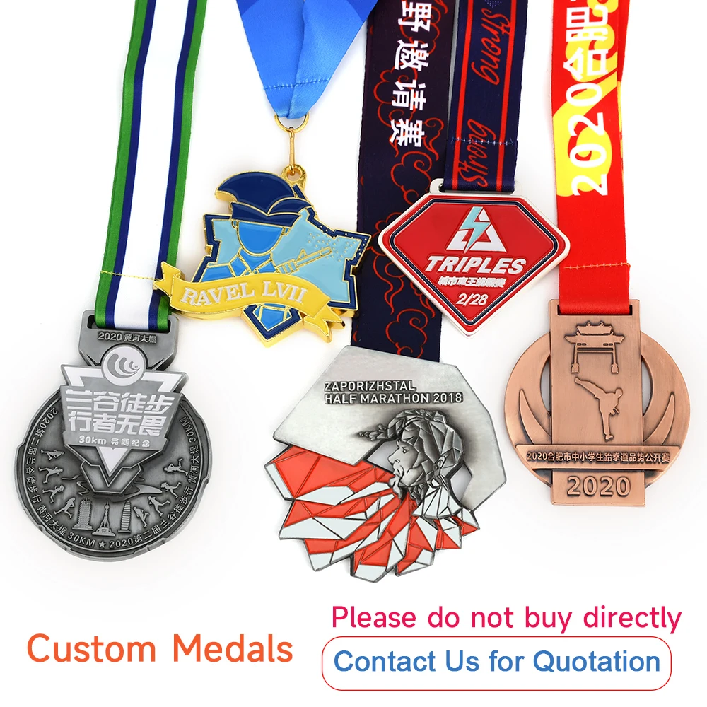 Description Picture 3 of itemGold Silver Bronze Metal Sports Trophy Medal Blank Zinc Alloy 3d Marathon Run Medal Custom Logo Medals And Trophies Souvenirs