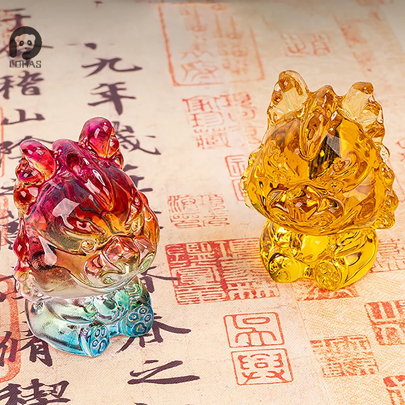 Crystal Little Dragon Figurine Art Glass Small Mitical Animal Paperweight Statue Home Decor