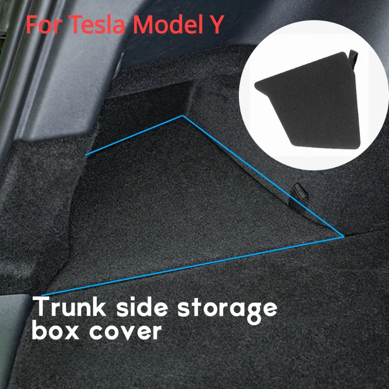 

Side Storage Box Lid for Tesla Model Y Rear Trunk Organizer Lids Only Flocked Cover Plate Model Y Car Garbage Bins Accessories