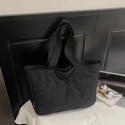 Quilted 16 - Inch Laptop Tote Bag for Women - Elegant Work & Travel Shoulder Bag (Black)