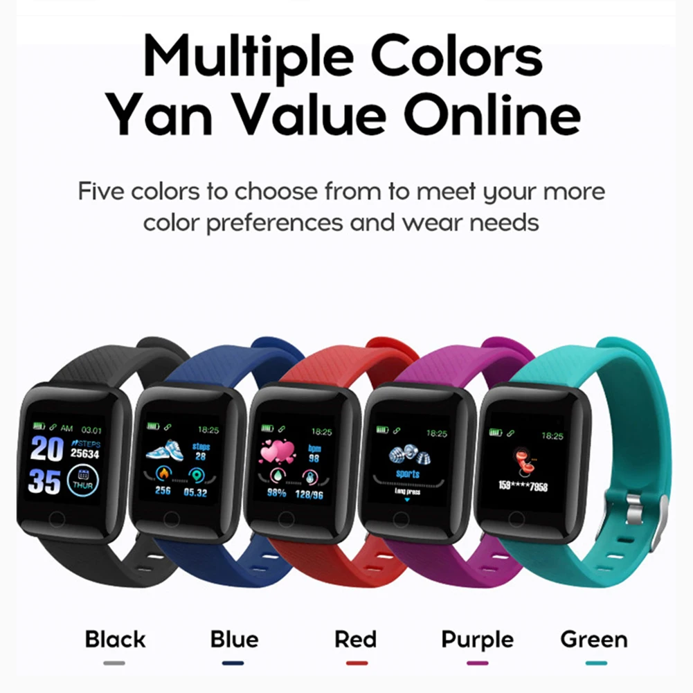 116Plus D13 1.3 inch Color Touch Screen Step Counter Smart Bracelet Fitness Tracker Heart Rate Monitor Sports Watch for iOS |