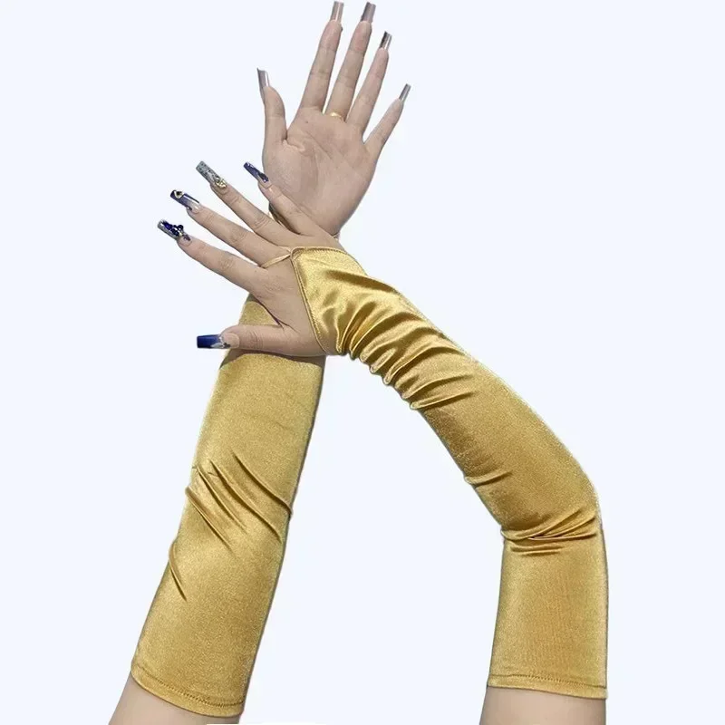 1920er Jahre Maskerade langer Stil Haken fingerlose Satinhandschuhe Braut Hochzeitskleid Sonnenschutz Fotografie Handschuhzubehör – Detail 6