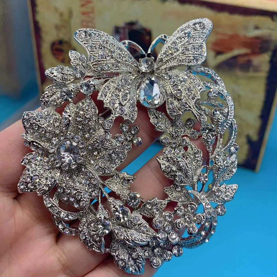  Women Brooch Big Size Butterfly Brooches For Women Wedding  Accessory Nice Flower Brooch Pin Rhinestone Crystal Pins Christmas Costume  Accessory (Style : 03): Clothing, Shoes & Jewelry