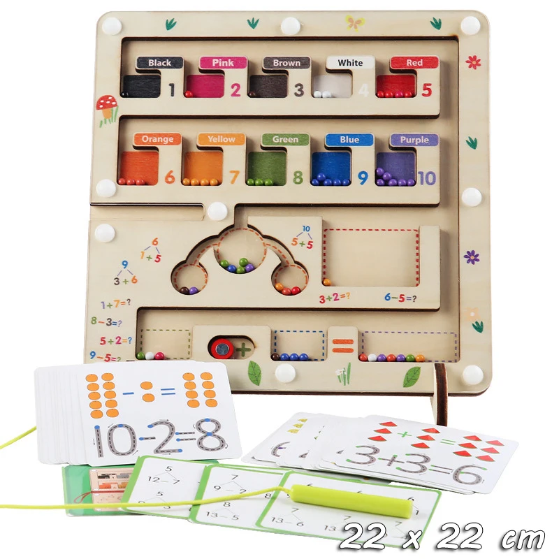 Baby Wood Color Number Cognition Board Walking Bead Magnetic Pen Maze Sorting Puzzle Early Education Toys for Children Gifts 6