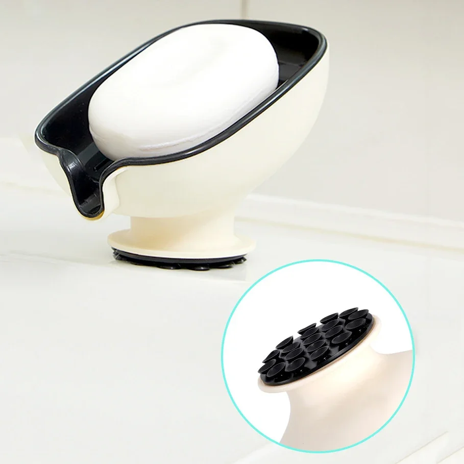 Suction Cup Soap Dish with Drain Water Punching Free Soap Holder Household Light Luxury Bathroom Soap Container Bathroom Supply 6