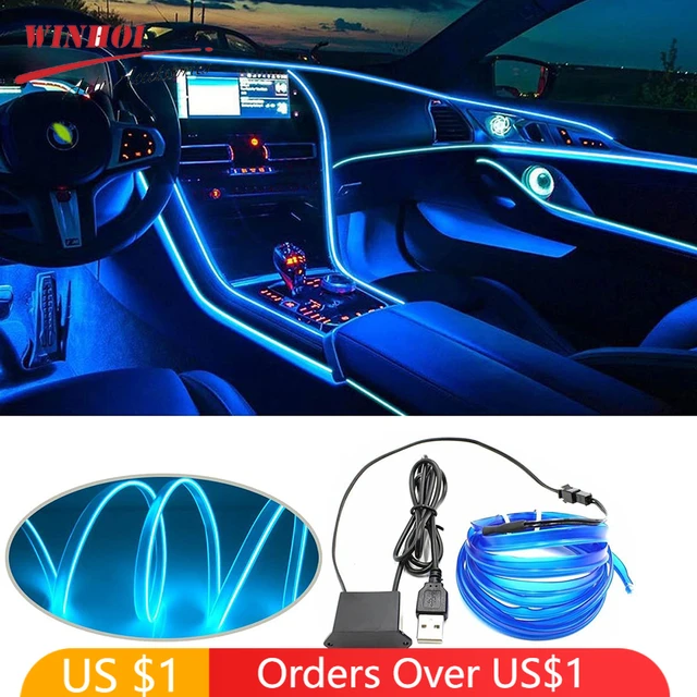 5m Car Interior Atmosphere Lighting LED Strip 5V DIY Flexible EL Neon Cold  Light Line Tube With USB Auto Decoration Ambient Lamp - AliExpress