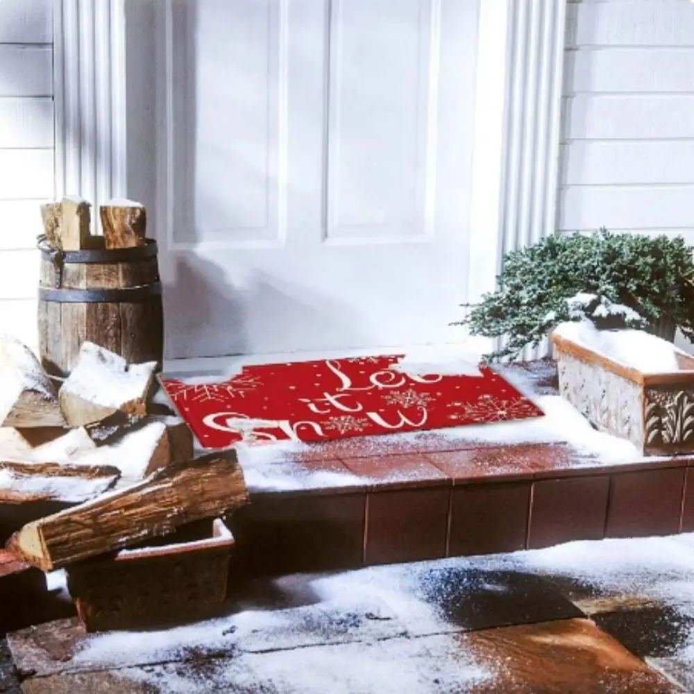 Floor Mat VIKAMA Christmas Crystal Velvet Non-Slip Indoor Outdoor Decoration