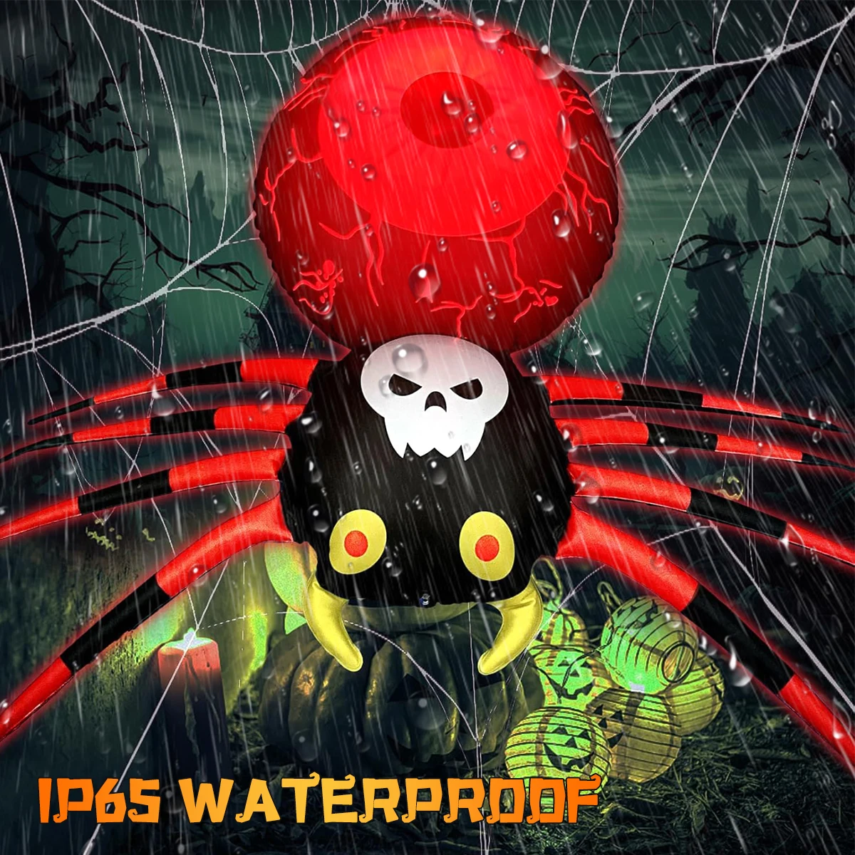 Halloween Decorations LED Rotating Light Inflatable Spider Blow Up Animated Giant Creepy Spider for Lawn Patio Yard Party Garden 5