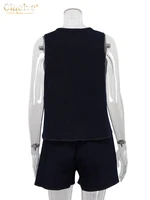 Clacive Summer Loose Blue Denim 2 Piece Sets Women Outfit 2025 Fashion Sleeveless Tank Top With High Waist Shorts Set Streetwear - Image 6