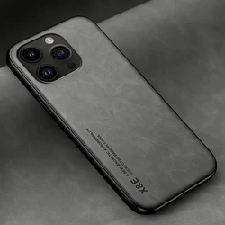 Premium Luxury Genuine Leather Magnetic Phone Case Cover - iPhone XS X 10 (GRAY)