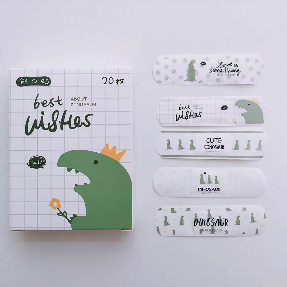 20pcs/lot Kawaii Cartoon Dinosaur Pattern Self-adhesive Band Aid Hemostasis Bandages Dressing Patches Tape Plaster for Children