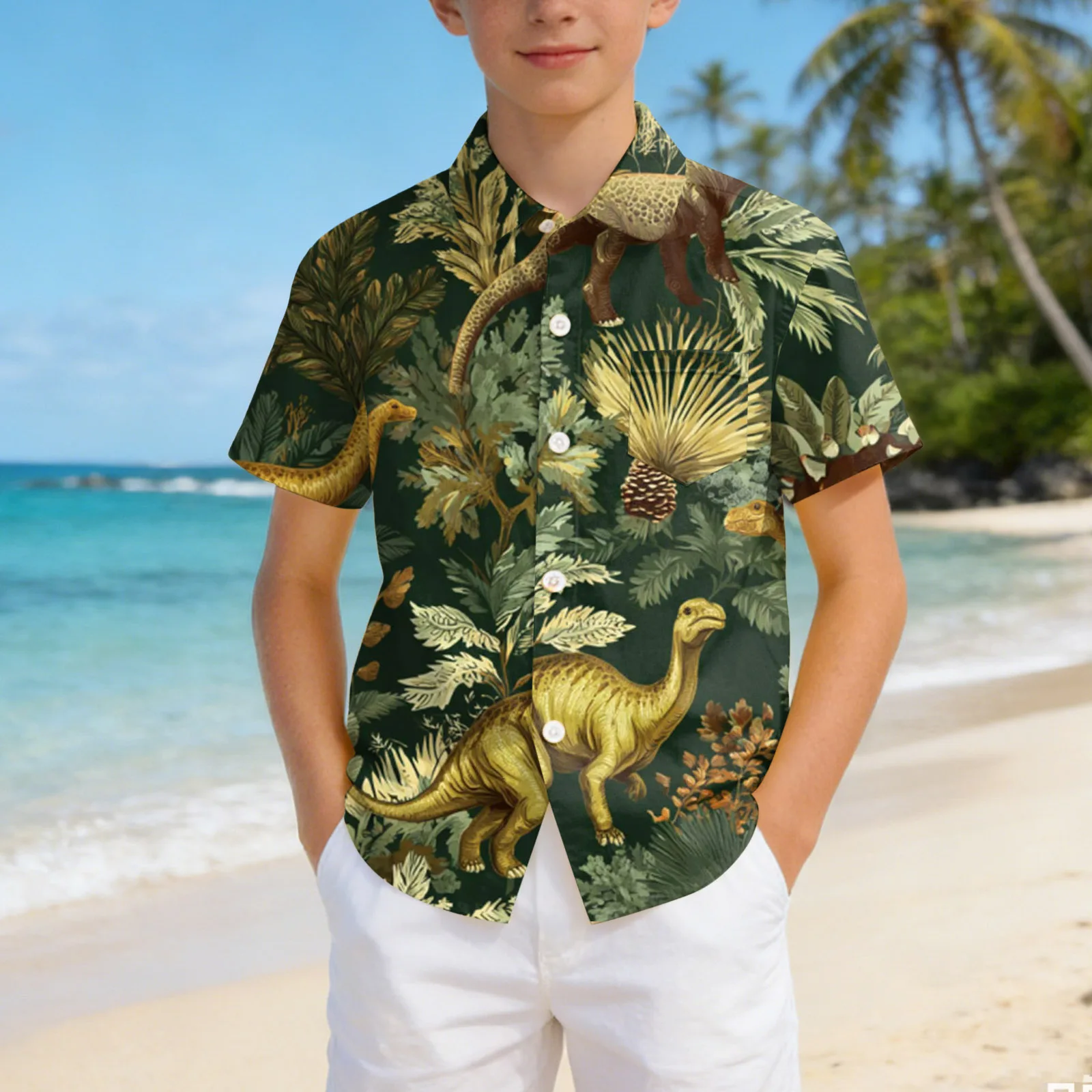 청소년 아동용 상의 일반 반팔 포켓 프린트 편안하고 패셔너블한 상의 남아용 미디엄 상의