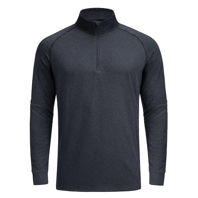 Men UPF 50+ Sun Protection Long Sleeve Zipper Stand Collar Pullover Lightweight Outdoor Climbing Hiking T Shirts