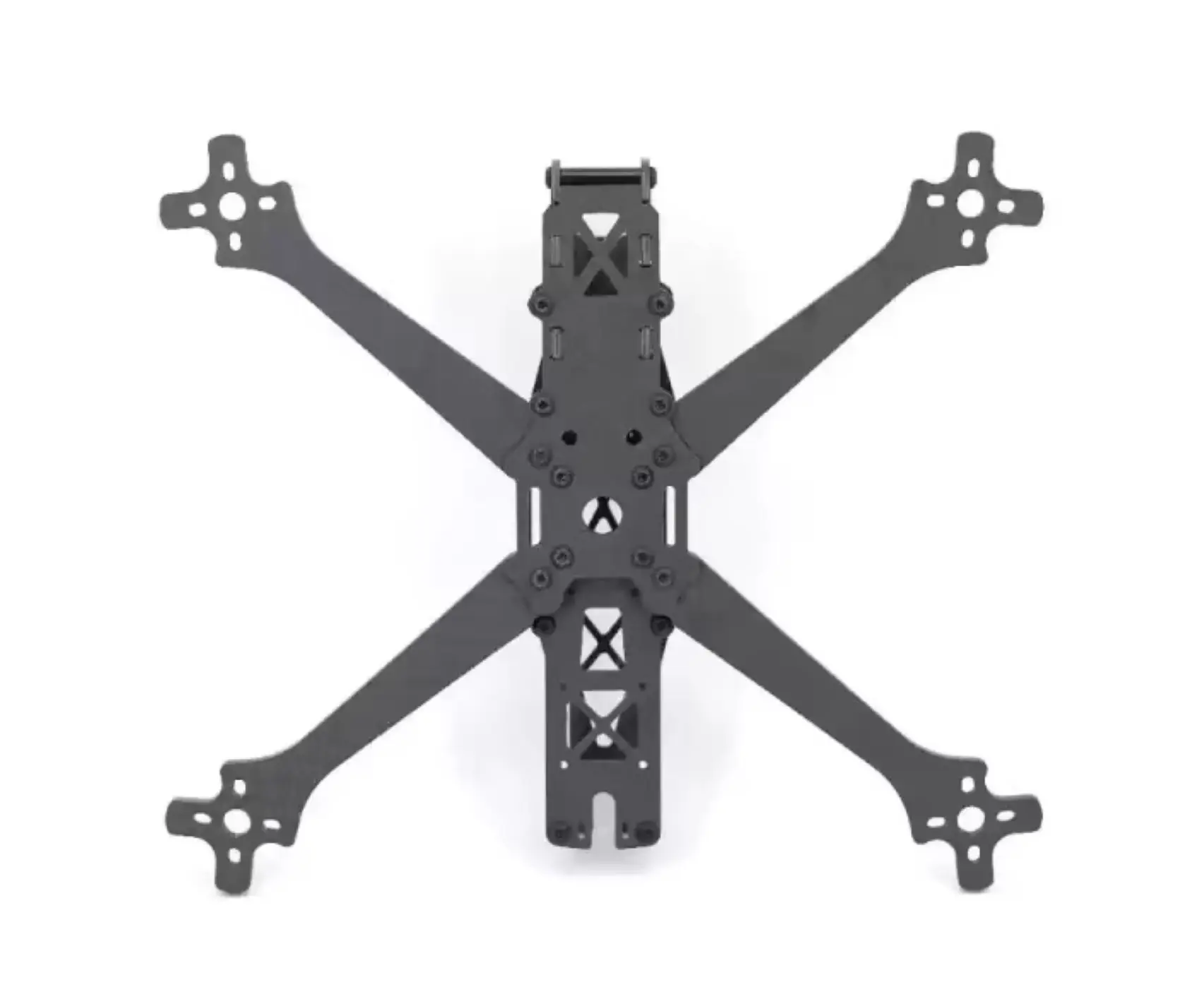 Cadre drone FPV Source One 5" assemblé avec des composants électroniques, prêt pour le vol freestyle.
