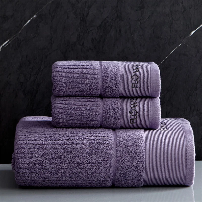 Luxury Cotton Towel Set Bundle , Face Bath Towels, Soft and Comfortable Solid White Grey, Hotel,Home Washcloth,