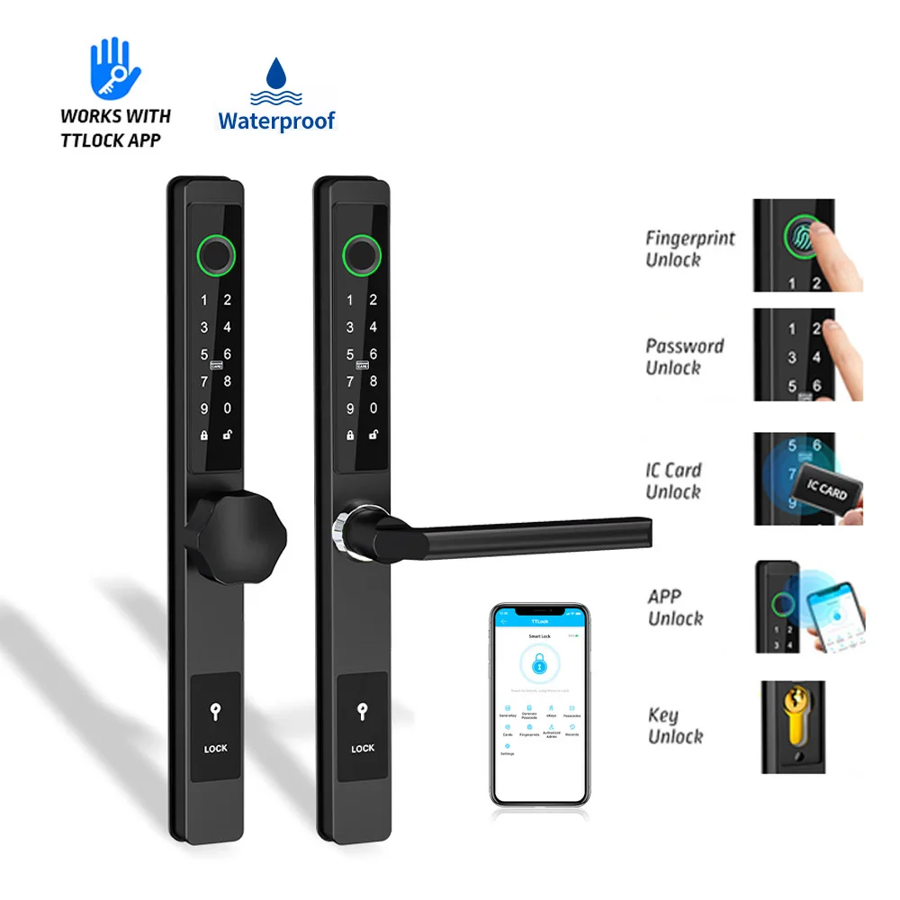 

TTLock Smart Lock Waterproof Outdoor Fingerprint Bluetooth APP RFID Code Keyless Electronic Door Lock