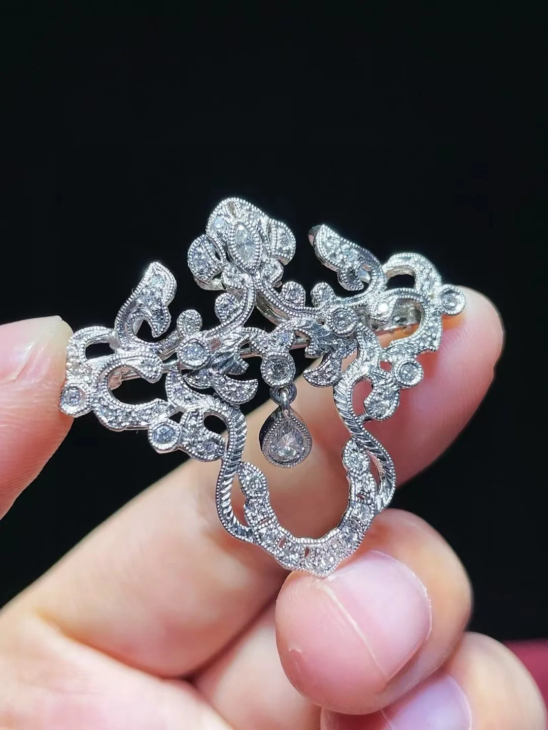 S4ea6af477d30461abc5a62b23fc93fd5N vintage luxury jewelry natural real diamond brooch & pendant double use pt900 platinum genuine fine women jewelry free shipping