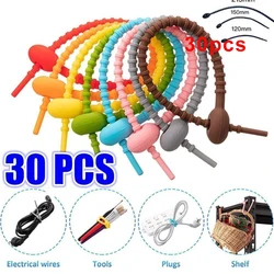 Silicone Reusable Cable and Wire Organizer Clips - Multi-Purpose Storage and Tidying Solution, 30-Pack - 21.5cm-30PCS