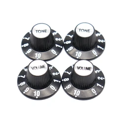 Silver Reflector High Hat Guitar Knobs for Volume and Tone Control (2T2V Black)