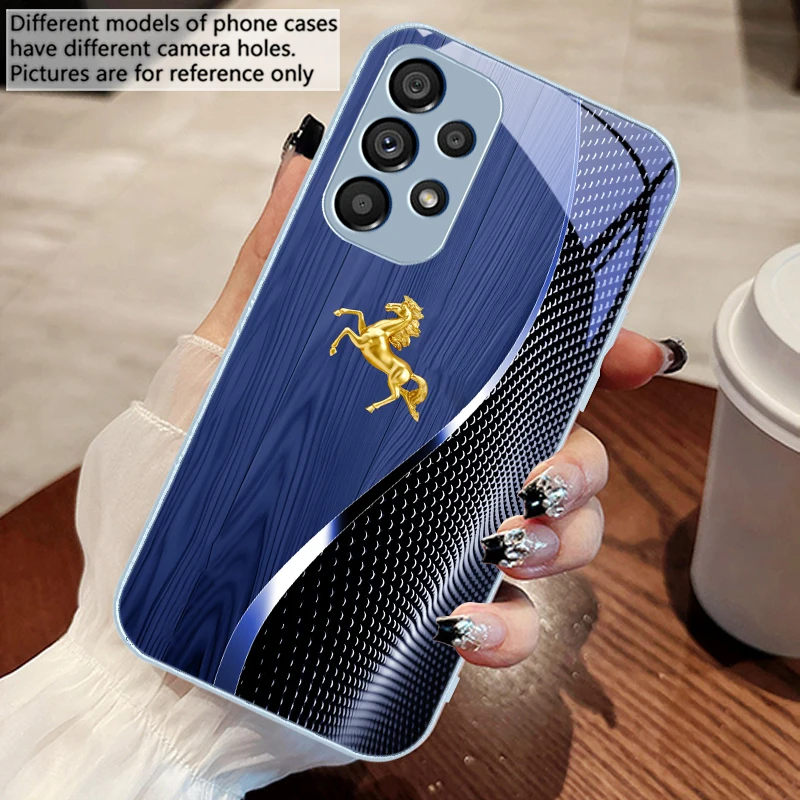 Wood Grain Golden Horse Glass Phone Case