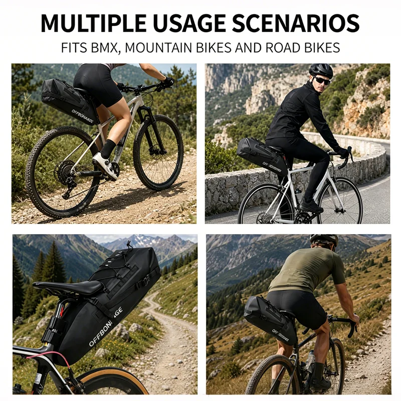 자전거 안장 가방 15L 대용량 자전거 리어 새들백 방수 내마모성 사이클링 테일 러기지 MTB 로드 여행용 자전거