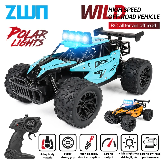 ZWN 1:16 20KM/H RC Car With LED Light 2.4G High Speed Off-Road Climbing 2WD Remote Control Car Toy Gifts for Boys Girls Kids 1