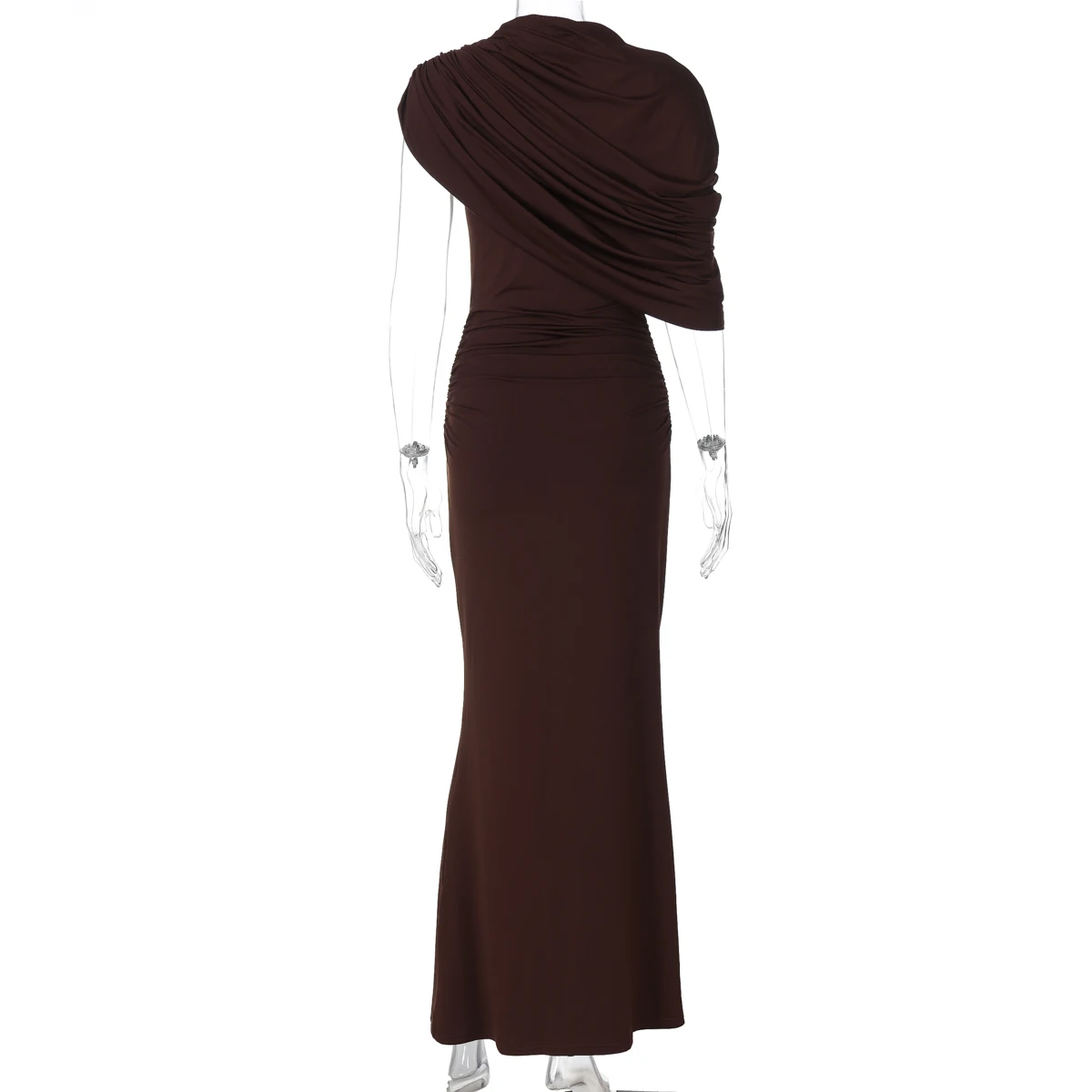 Hugcitar Frauen Mode Rollkragen Solide Kurzarm Unregelmäßige Sexy Geraffte Maxi Prom Kleid Sommer Kleidung Abend Party Geburtstag – Detail 4