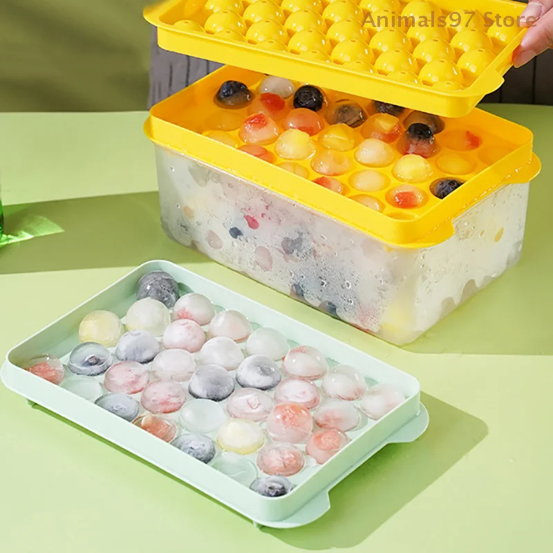 （AS） 33 Hole Round Ice Cube Tray Plastic Style Ice Mold Refrigerator Spherical DIY Moulds Ball Maker Kitchen Tools