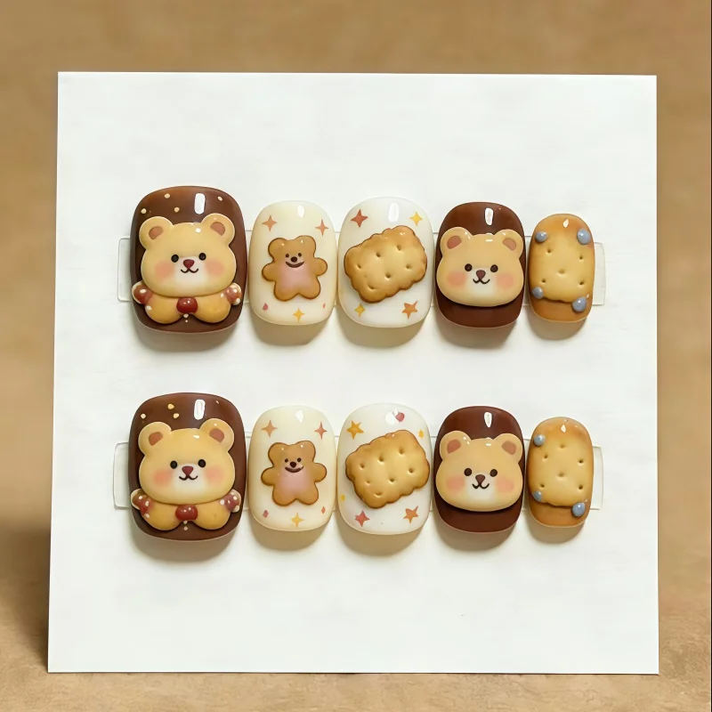 귀여운 동물 네일아트 & 쿠키 베이킹 몰드 세트 - 강아지 & 토끼 모양 투명 실리콘 미니 장식품 (공예용)