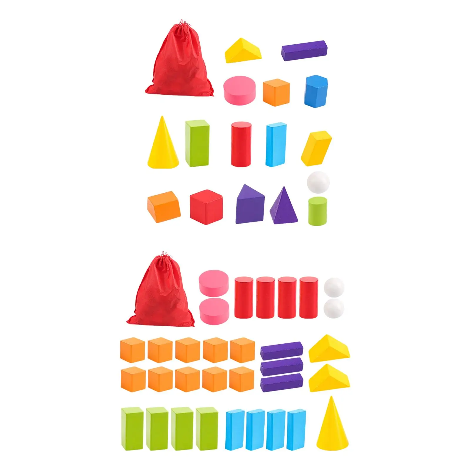 

Wooden Geometric Solids Colorful for Math Learning Toys Stem Toys 3D Shapes Geometry Set for Classroom Kindergarten Preschool