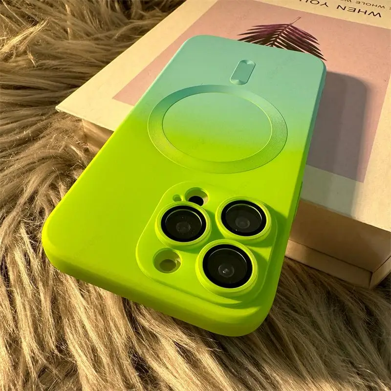 Luxury Gradient Case For iPhone 14 Pro Max Protective Fundas For iphone 14 13 12 Pro Max Plus Soft silicone Magnetic Back Cover_voghion.com