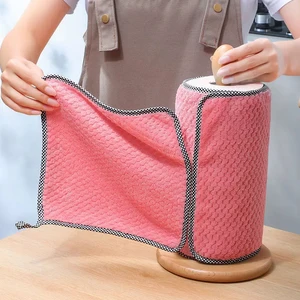 Kitchen Daily Dish Towel Rag Kitchen Rag Non-Stick Oil-Free Fluff High-efficiency Cleaning Thickened Cloth Color Random