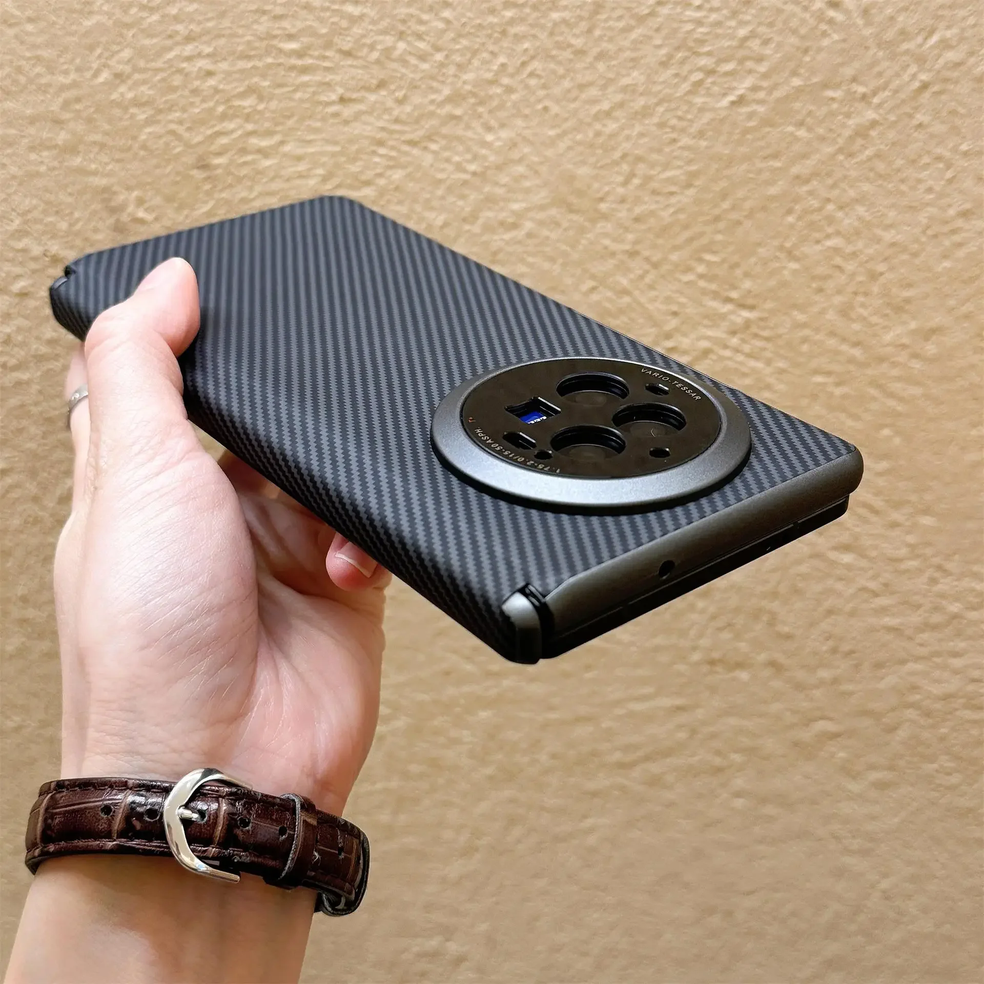 Carbon Fiber Texture Folding Hinge Case - Ultra Thin, Skin-Friendly, Frosted Shockproof Cover