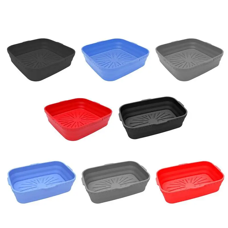 

Silicone Air Fryer Liners Reusable Oven Baking Square Rectangle Tray Pizza Fried Chicken Airfryer Easy Cleaning Silicone Basket