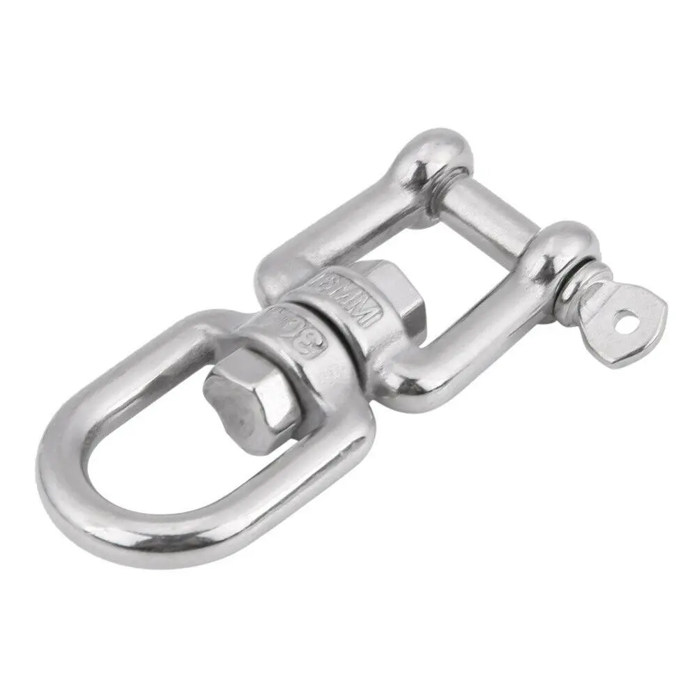 Boat Stainless Steel 8mm Ring Anchor Chain Connector Swivel Hook Clips Diving Jaw Wire Rope Double Shackle Rigging Hardware 10 50pcs 16mm wholesale high quality metal screw d ring buckle bag belt hardware accessories detachable bag connector clasps