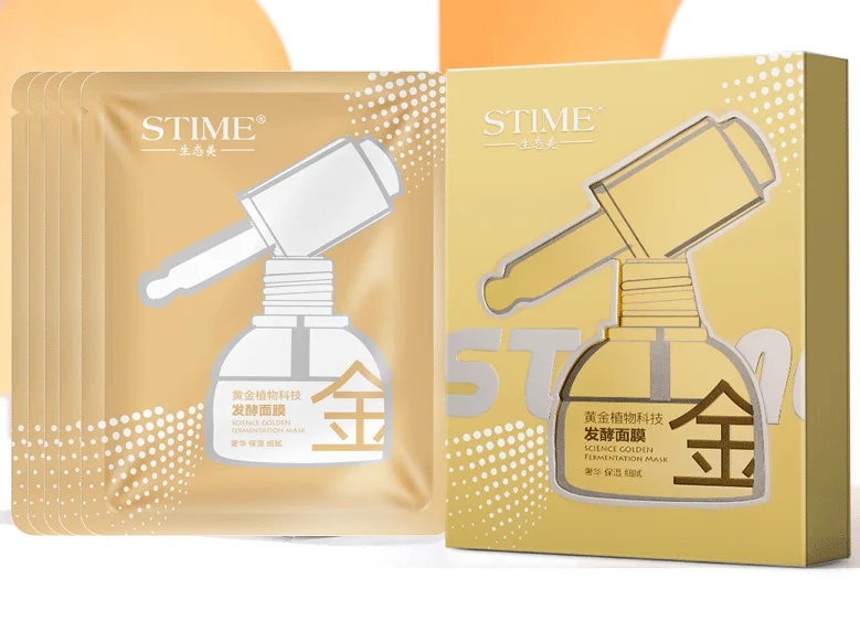 

Ecological Beauty Gold Plant Technology Fermented facial mask 10 pieces Moisturizing Desalinating Fine Lines Lifting Firming