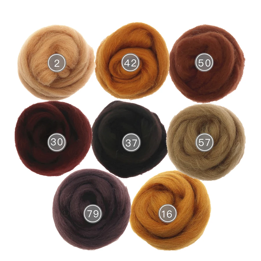 

10g*8 /50g*1 Brown Color Series Felting Wool Roving Wool Felt Fibre For Needle Felting Weaving Wool Fiber For DIY Needle Felting