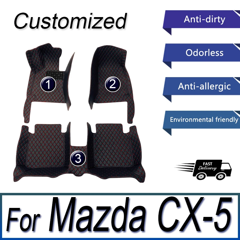 

Car Floor Mats For Mazda CX-5 CX5 KF 2017~2023 Leather Luxury Mat Rugs Carpet Full Set Auto Interior Parts Car Accessories 2018