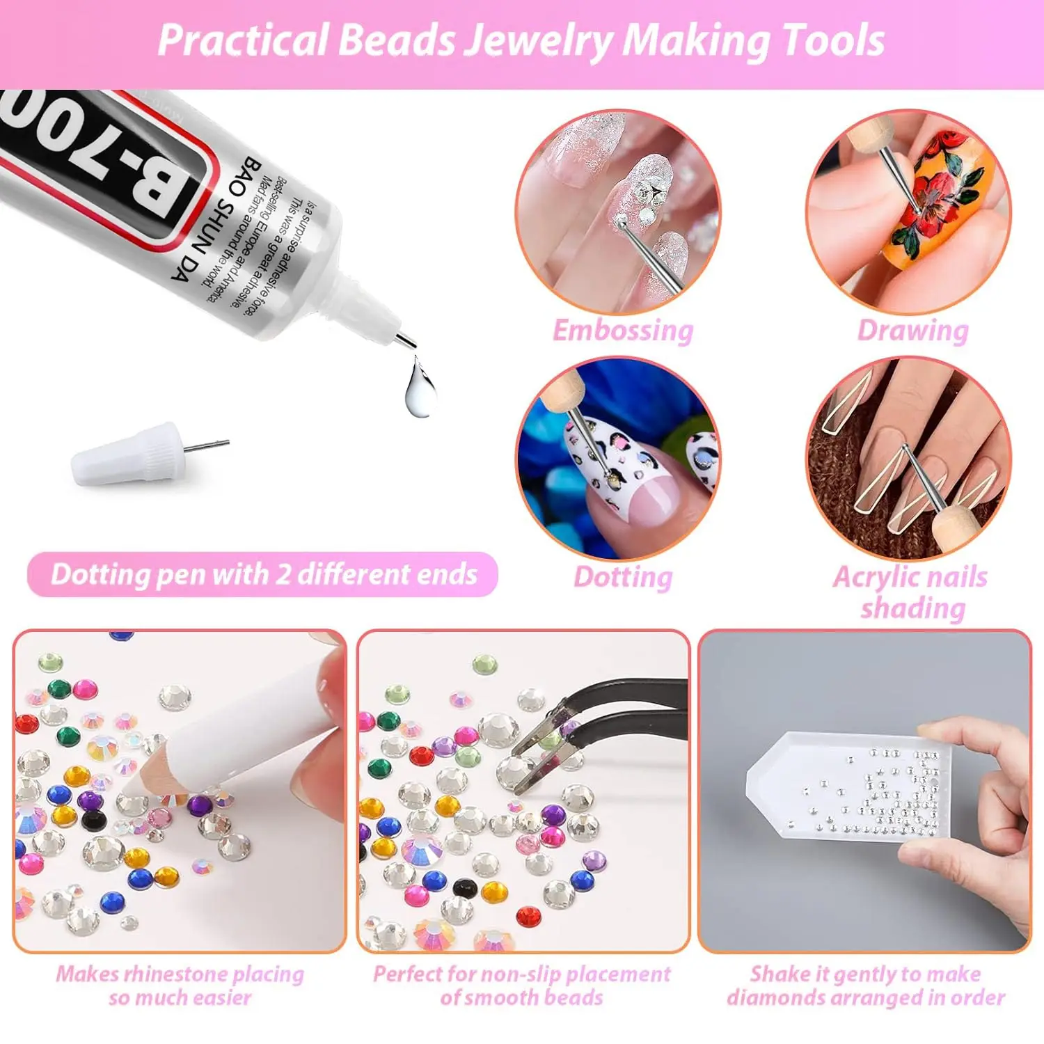 B7000 Glue, mobile phone screen glue, suitable for jewellery, house building models, dried flowers, wooden frames, fabrics, cardboard, woolen materials, universal crafts creative soft glue, anti-clogg - 5