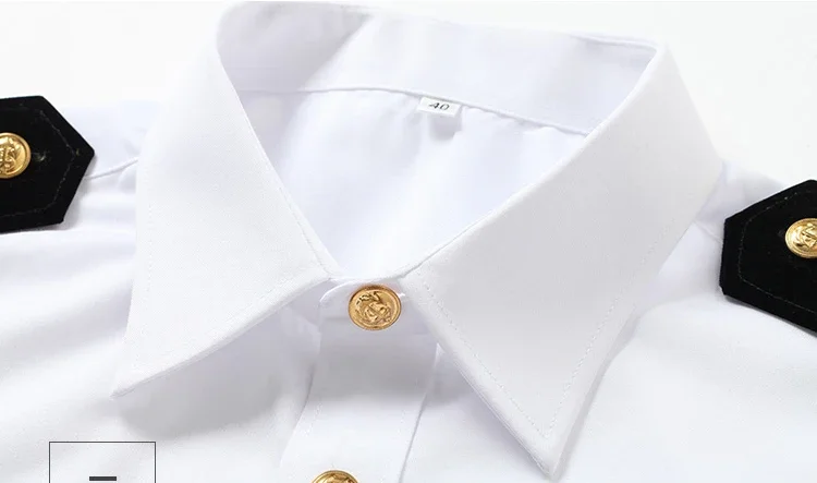 Mens navy military uniform yacht captain pilot shirt white airline pilot uniform