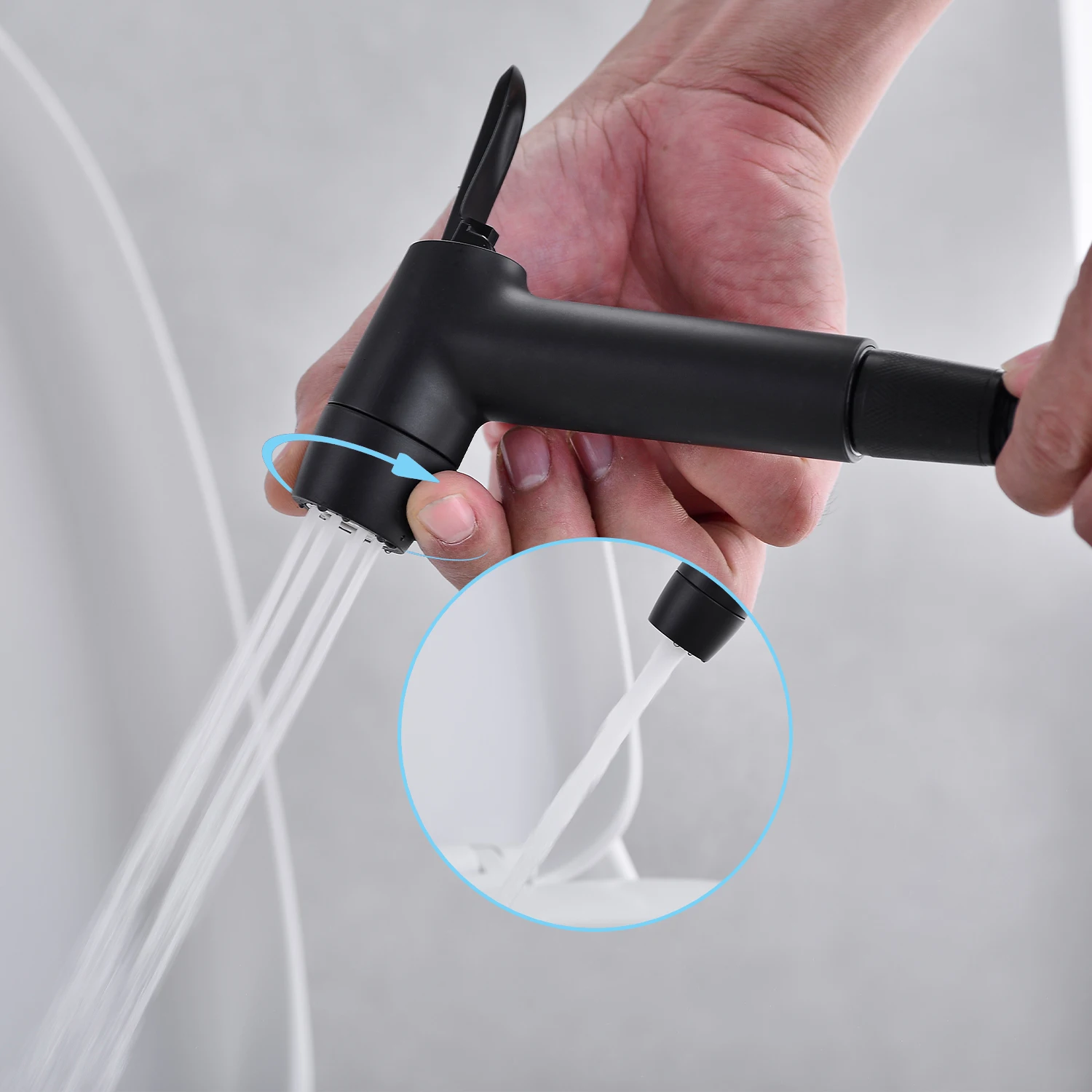 Handheld Bidet Spray Gun Black Double Water Way Shattaf Sprayer BathroomToilet Portable Faucets Travel Attachment |