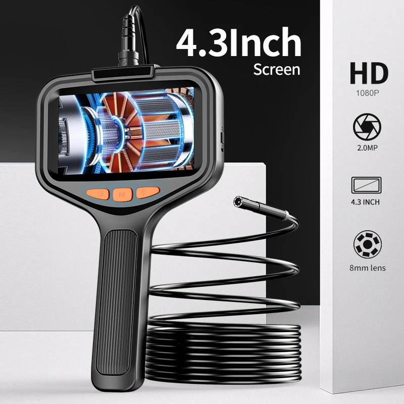 Endoscopio Industriale, Telecamera Di Ispezione Endoscopica A Doppia Testa Endoscopio Digitale Hd 1080p Con Doppia Lente Schermo Lcd Da 43 Pollici Con 8 Luci Led Lunghezza Cavo 5 M 88917823