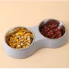 Double Pet Bowls Dog Food Water Feeder Stainless Steel Pet Drinking Dish Feeder Cat Puppy Feeding Supplies Small Dog Accessories