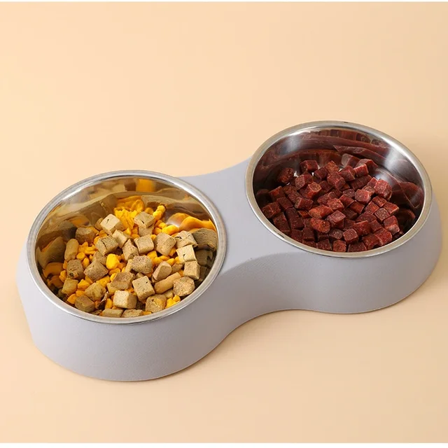 Double Pet Bowls Dog Food Water Feeder Stainless Steel Pet Drinking Dish Feeder Cat Puppy Feeding Supplies Small Dog Accessories