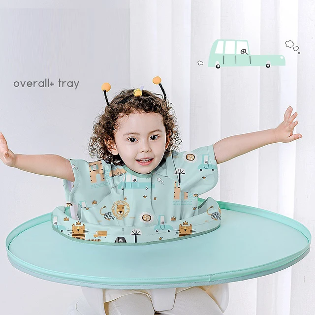 BLW-Conjunto de babero y delantal de cobertura completa para bebé, cubierta  de silla de comedor para niño pequeño, bata de bebé - AliExpress