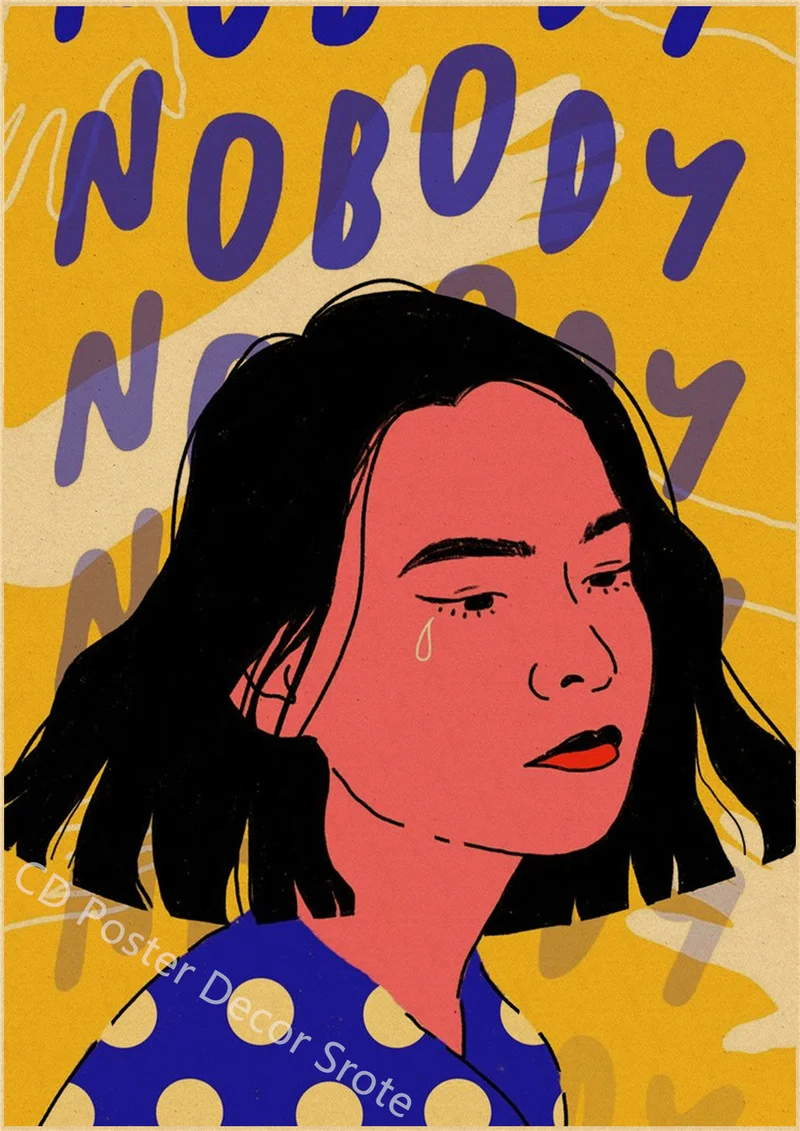 힙합 가수 미스키 빈티지 포스터, 크릭 크래프트 페이퍼 프린트, 홈 룸 바 카페 장식 아트 벽화